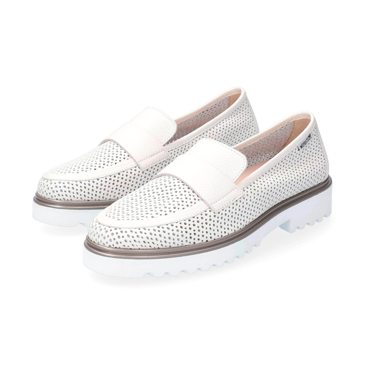 Mocassins en cuir SYLVIE PERF blanc p5136, MEPHISTO