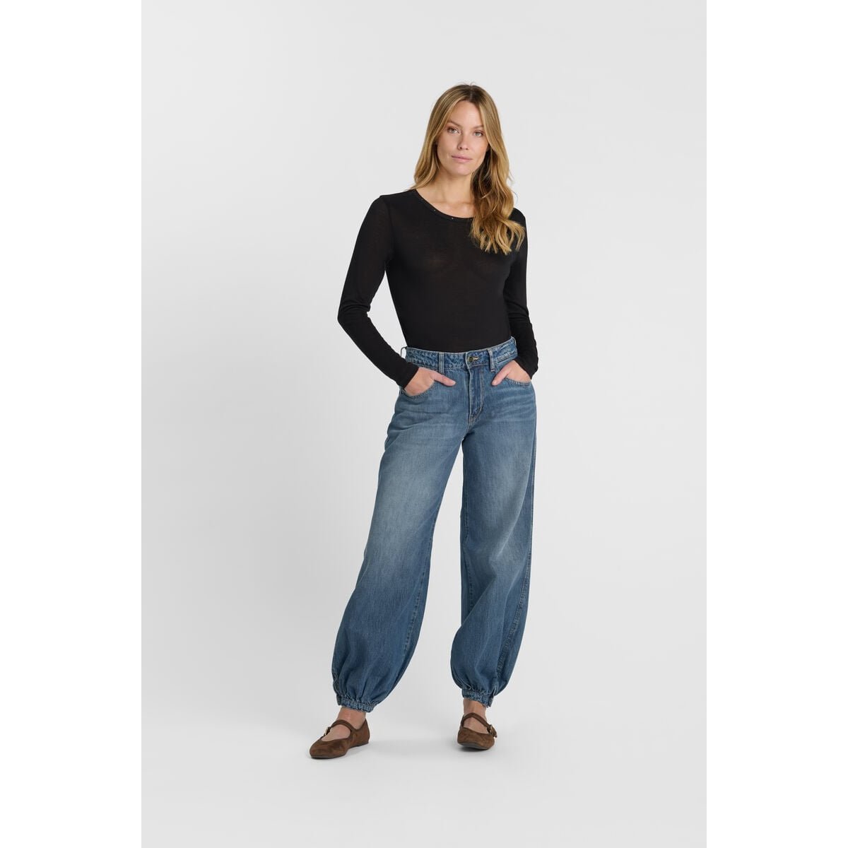 Jeans loose, large , longueur 34 blue, LE TEMPS DES CERISES