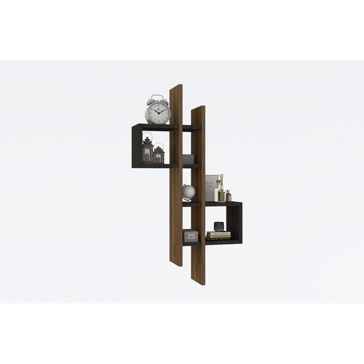 Etagère murale design effet bois ALBA gris foncé, TOILINUX
