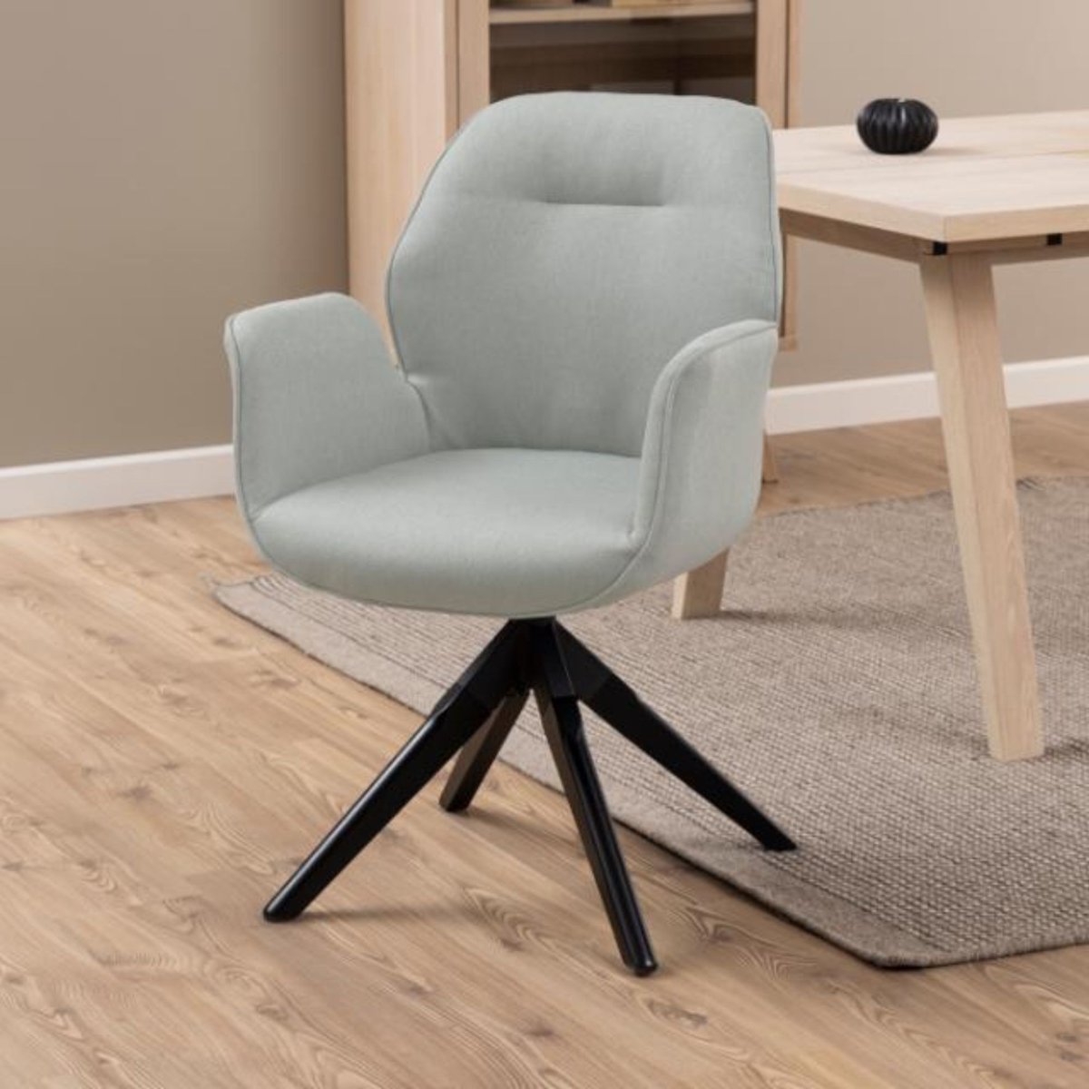 Fauteuil de salle à manger tissu et bois noir - RUBEN gris, HELLIN, DEPUIS 1862