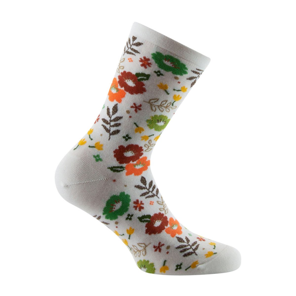 Mi-chaussettes Femme en coton all over floral MADE IN FRANCE naturel, KINDY