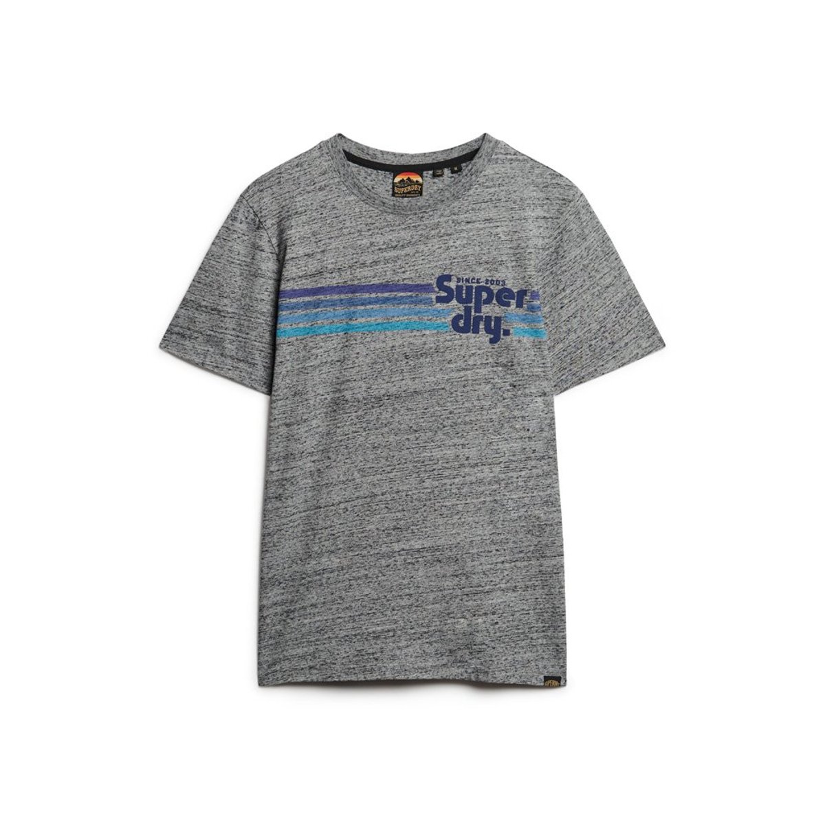 T-shirt col rond à logo gris silex poudré, SUPERDRY