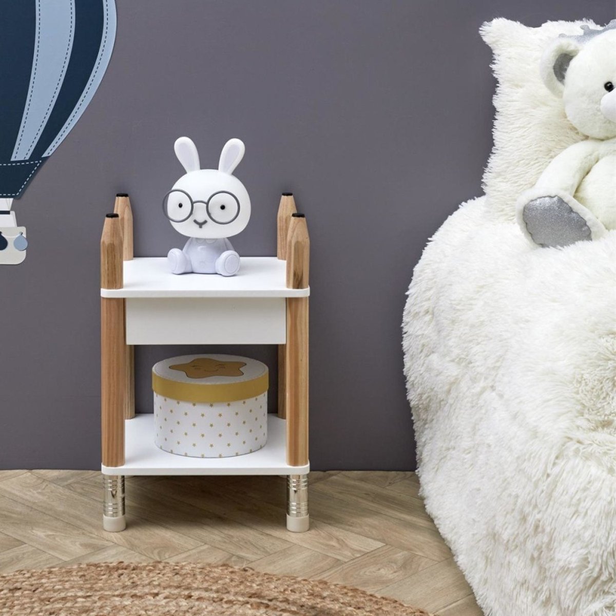 Table de chevet pour enfant blanche blanc, DECORATIE