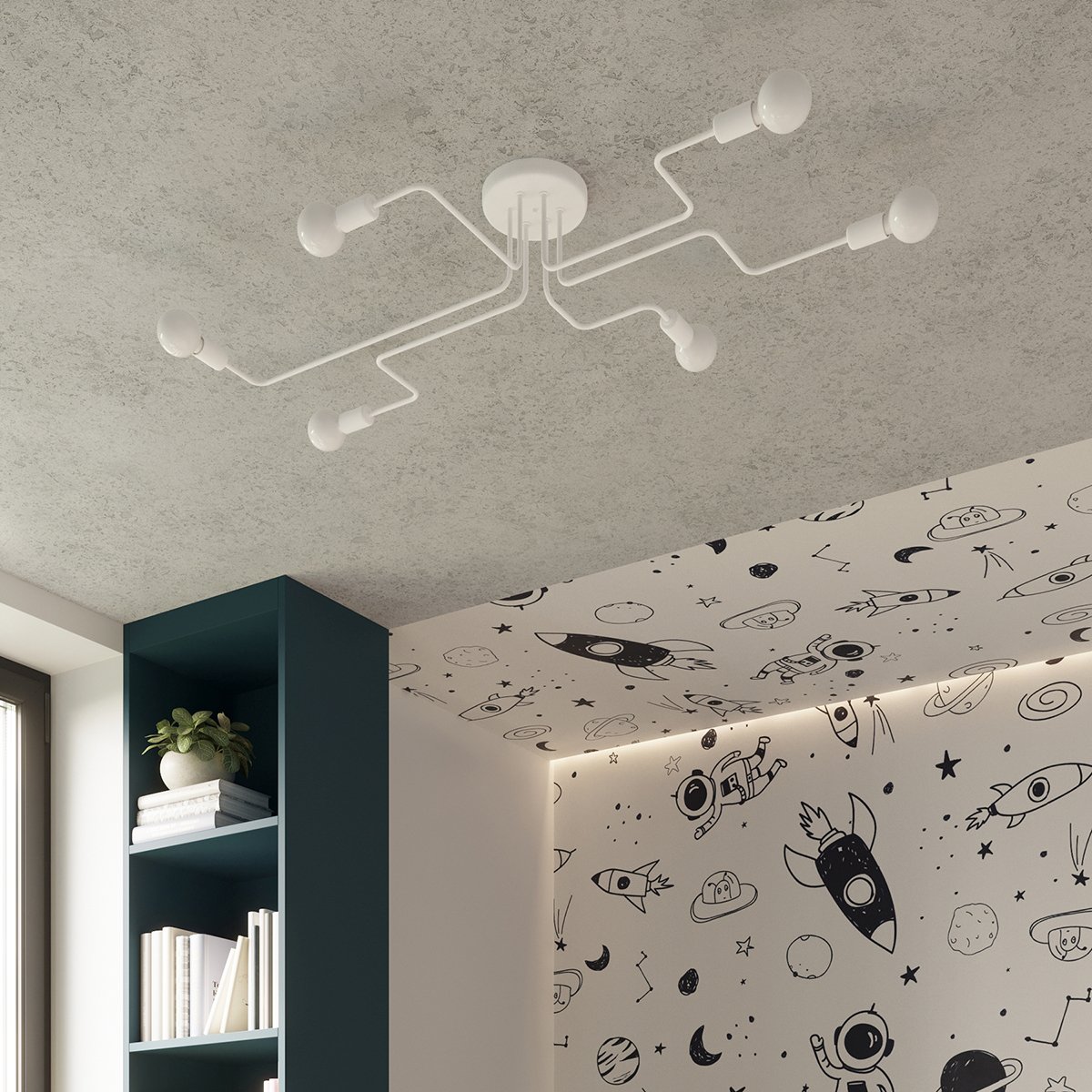 Lustre Acier Blanc E27 4 Vector blanc, EDEN