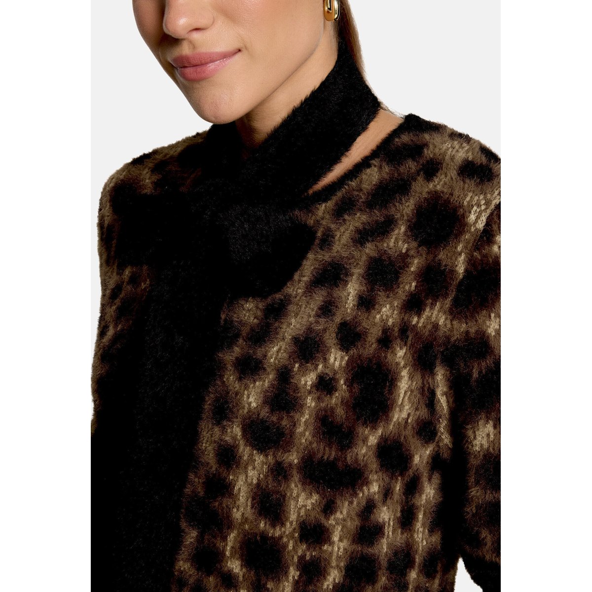 Cardigan en maille casual à motif jacquard patch black/brown, ZERO