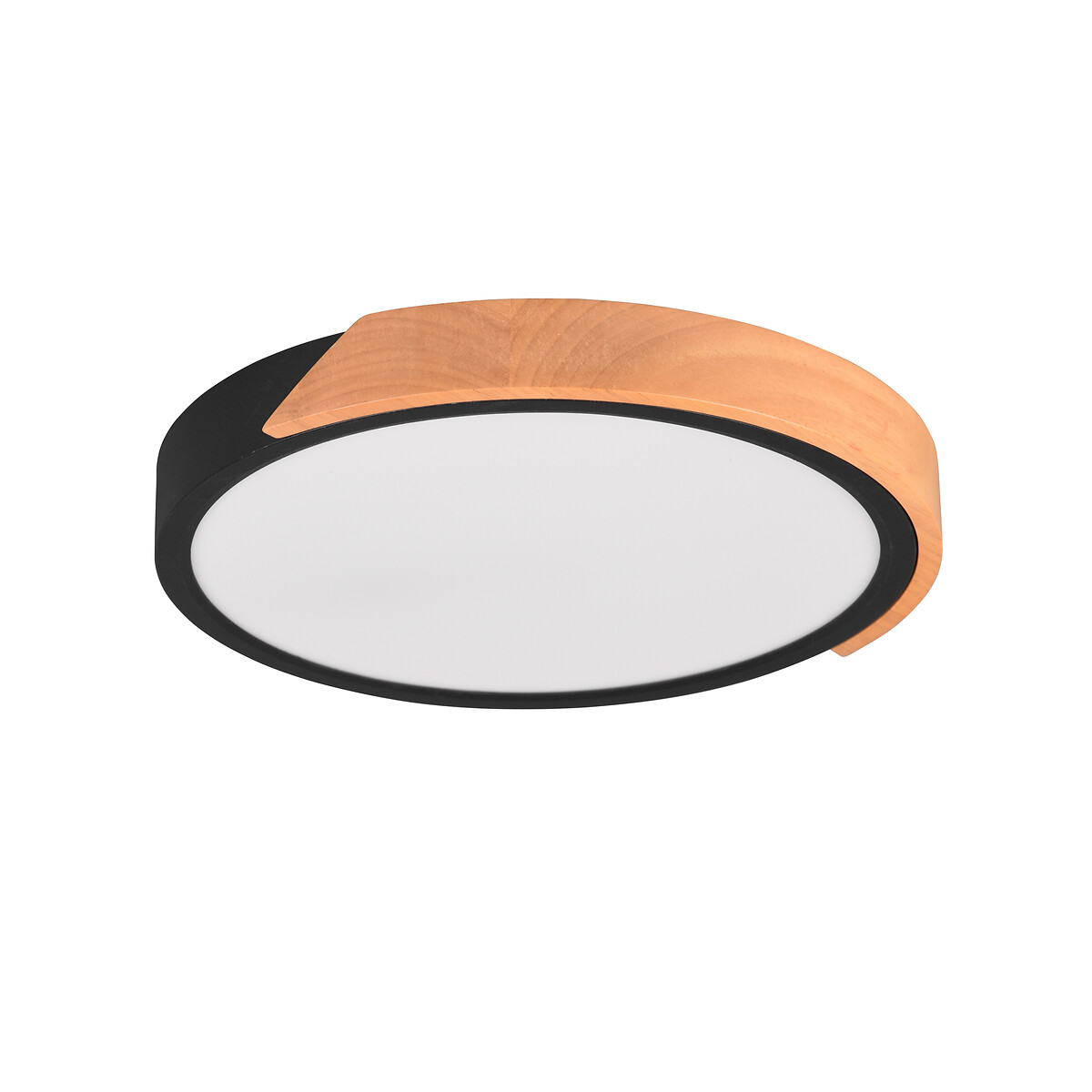 Candeeiro de teto Jano, TRIO Lighting preto/madeira, TRIO LIGHTING