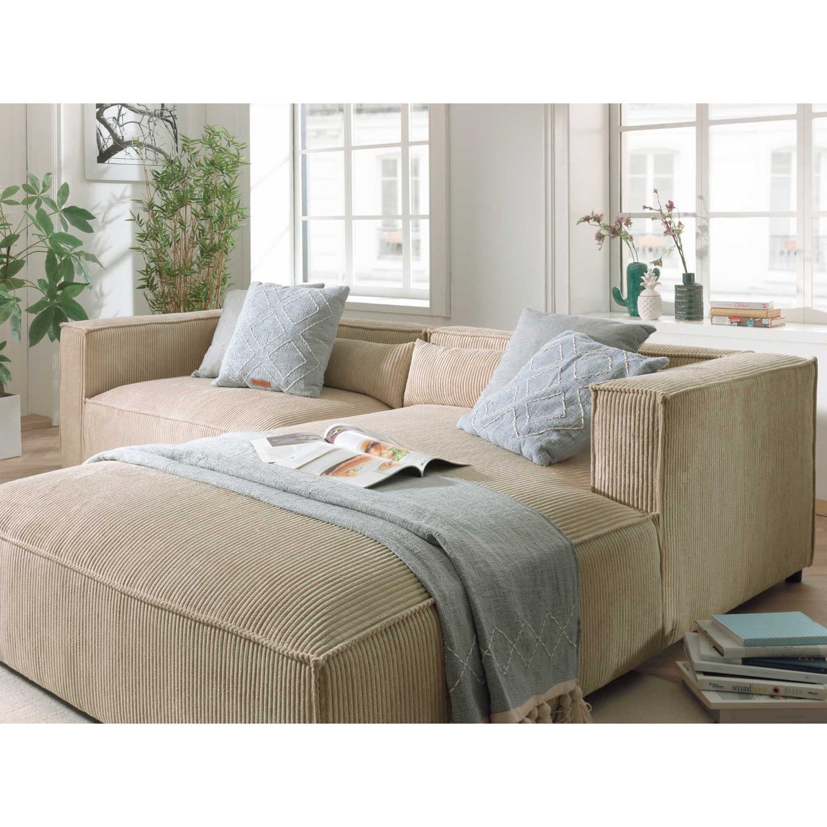 Canapé d'Angle droit 4 places - ELA beige, BEST MOBILIER