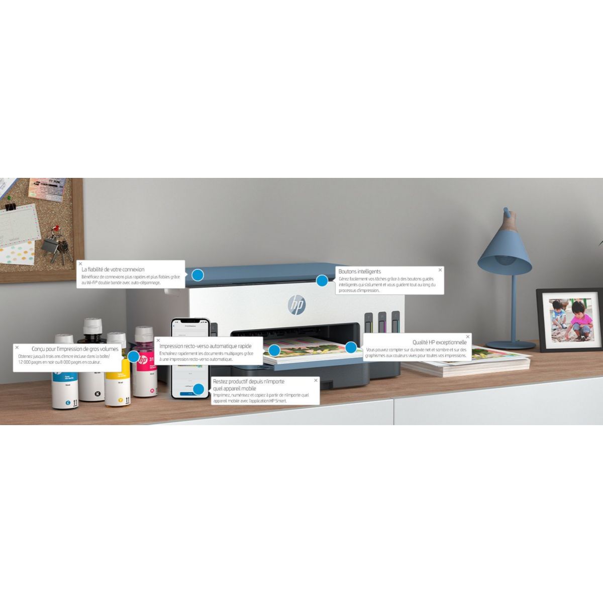 Imprimante jet d'encre Smart Tank Plus 7006 blanc, HP