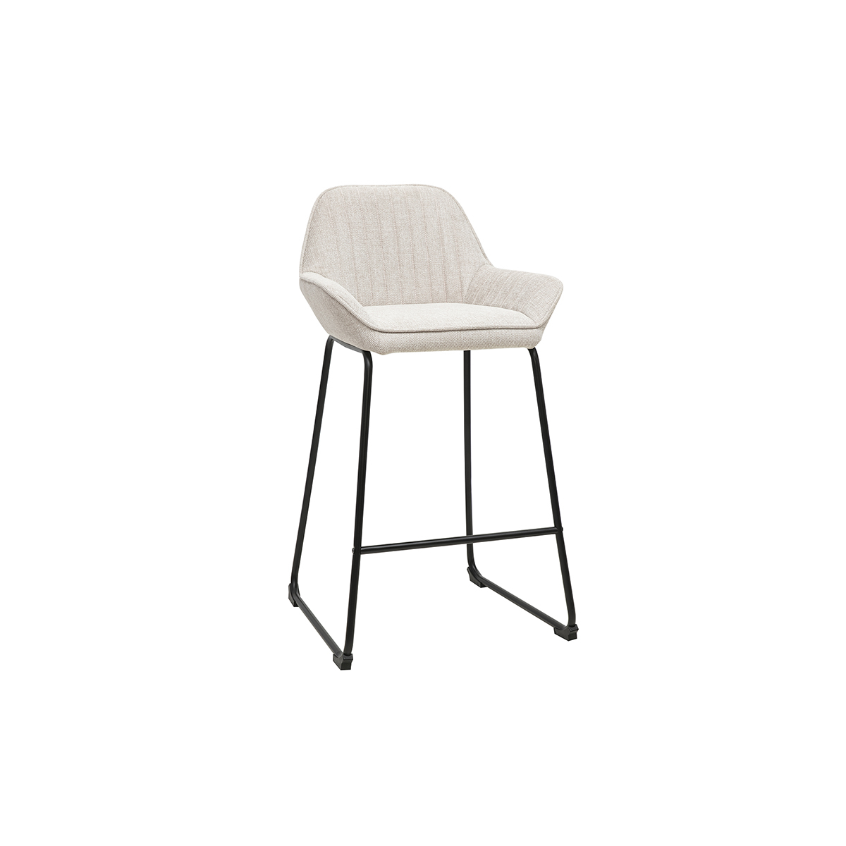 Tabourets de bar en tissu effet velours texturé terre brûlée et métal noir H68 cm (lot de 2) RONNIE beige, MILIBOO