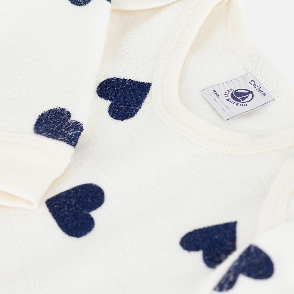 Baby's Cotton Pyjamas with Opening Without Press-Studs and Print heart print, PETIT BATEAU