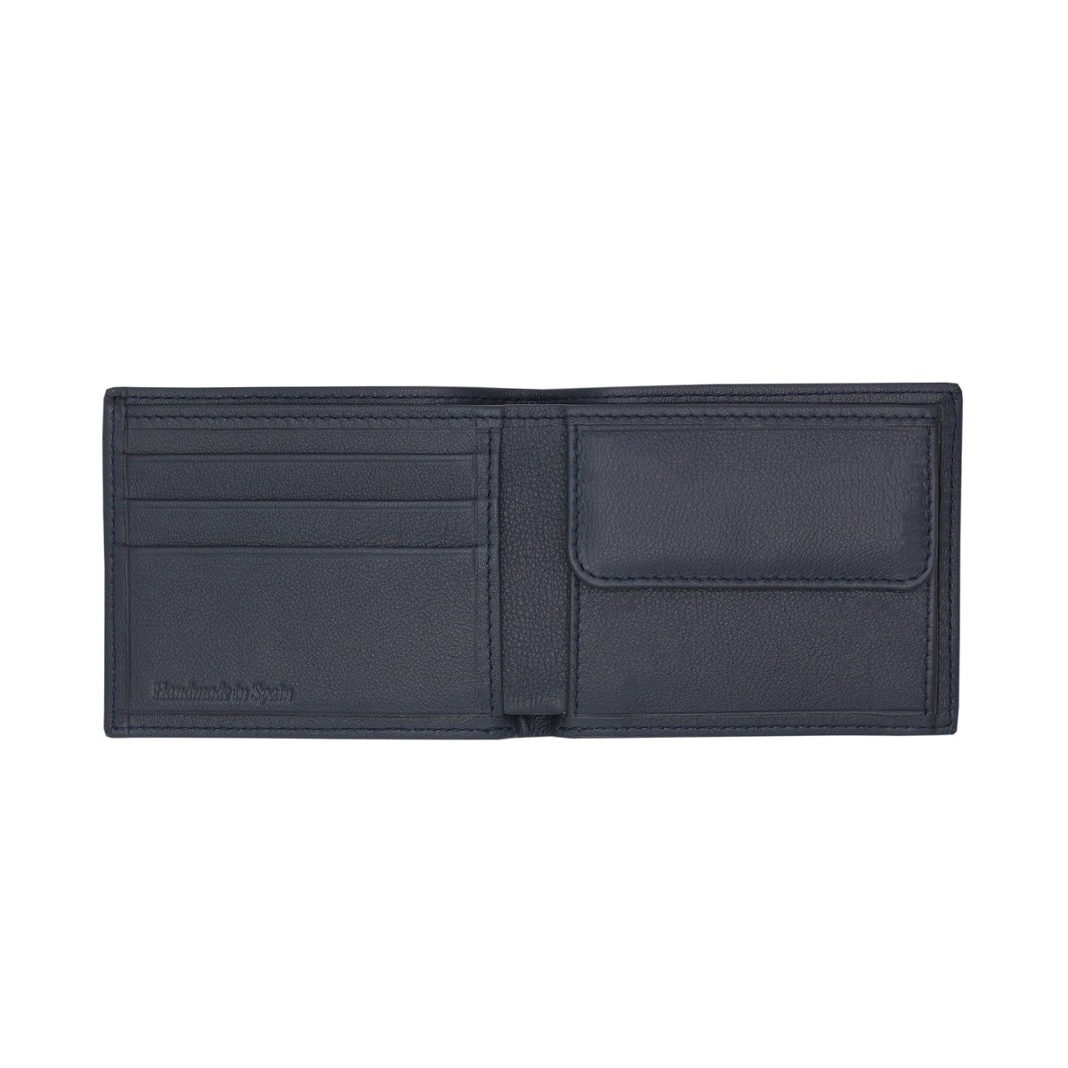 Portefeuille essentiel cuir grainé bleu, JULES & JENN