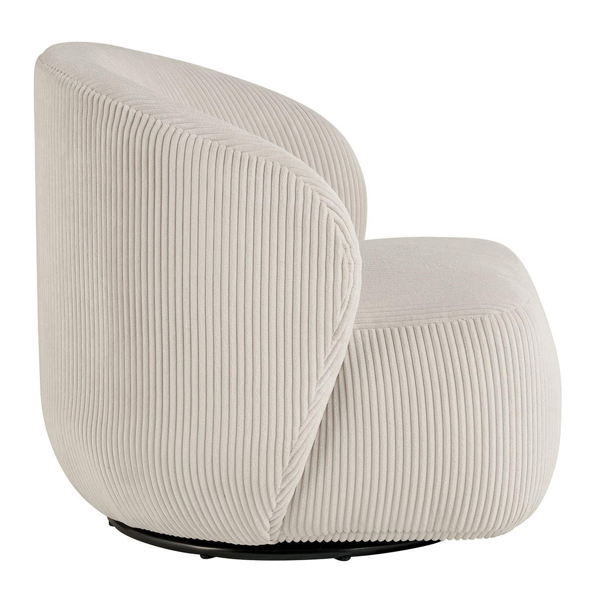 Fauteuil velours côtelé beige, BLANC D’IVOIRE