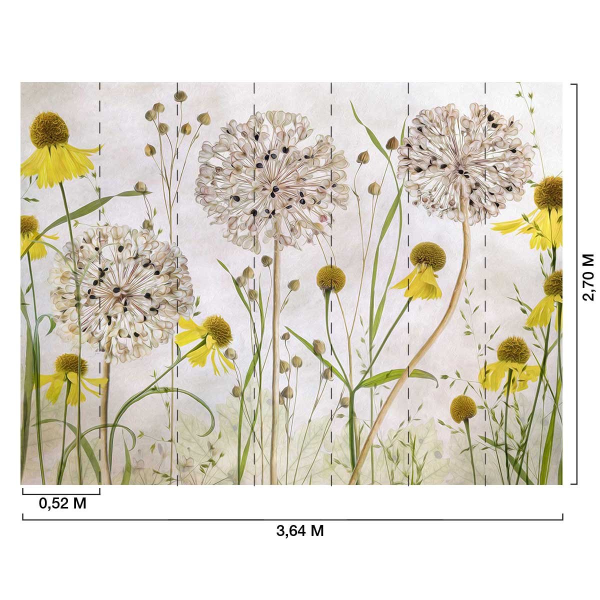 Papier peint alliums et héléniums intissé, HEXOA