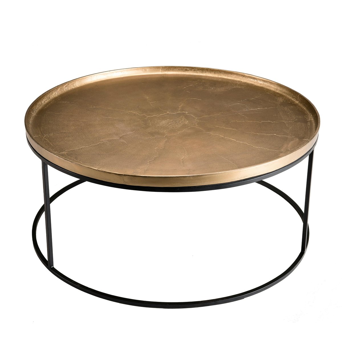 Table basse ronde contemporaine 88cm plateau métal doré style design ZALA doré, PIER IMPORT