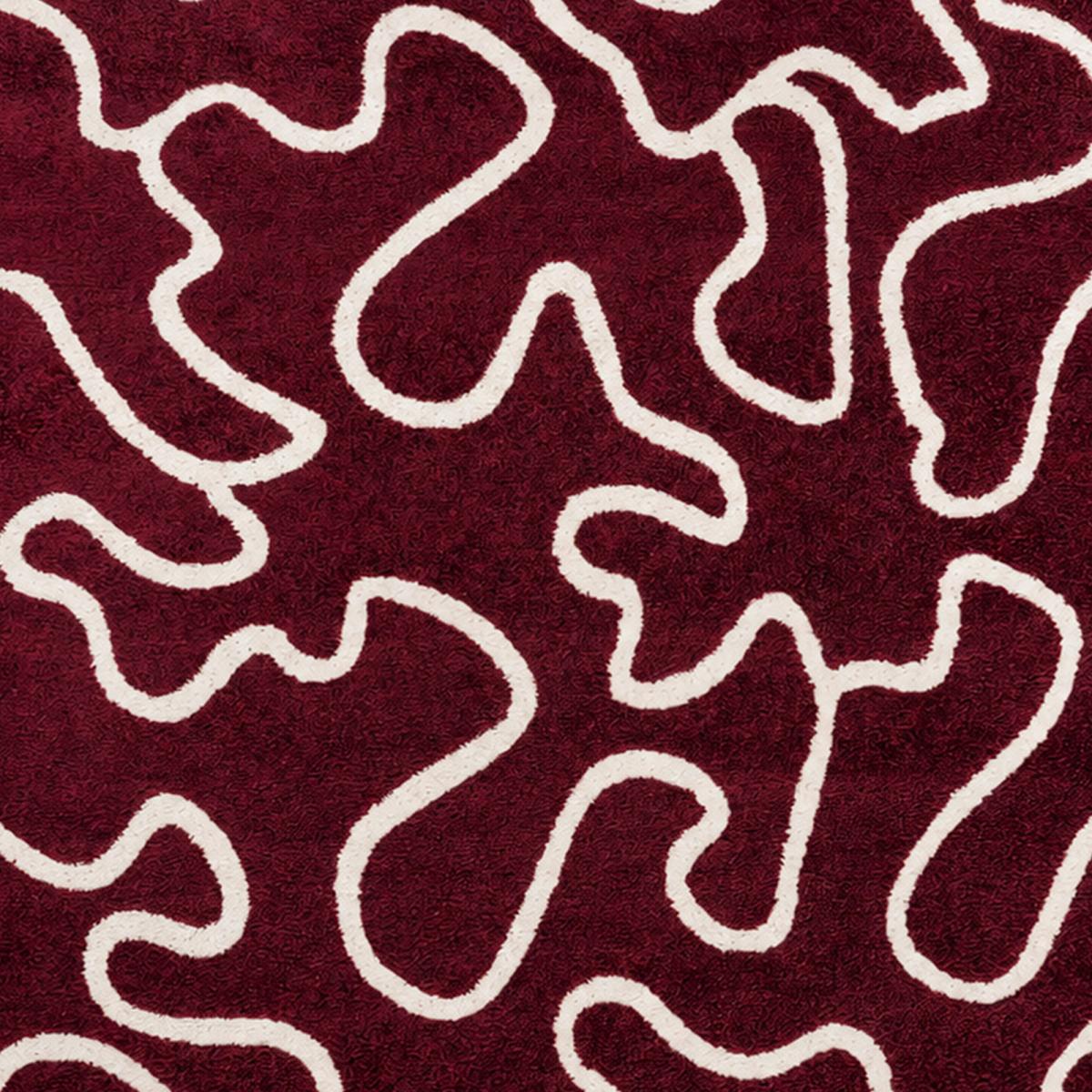 Tapis salon, motif abstrait en relief, graphique et tendance bordeaux, beige, UN AMOUR DE TAPIS