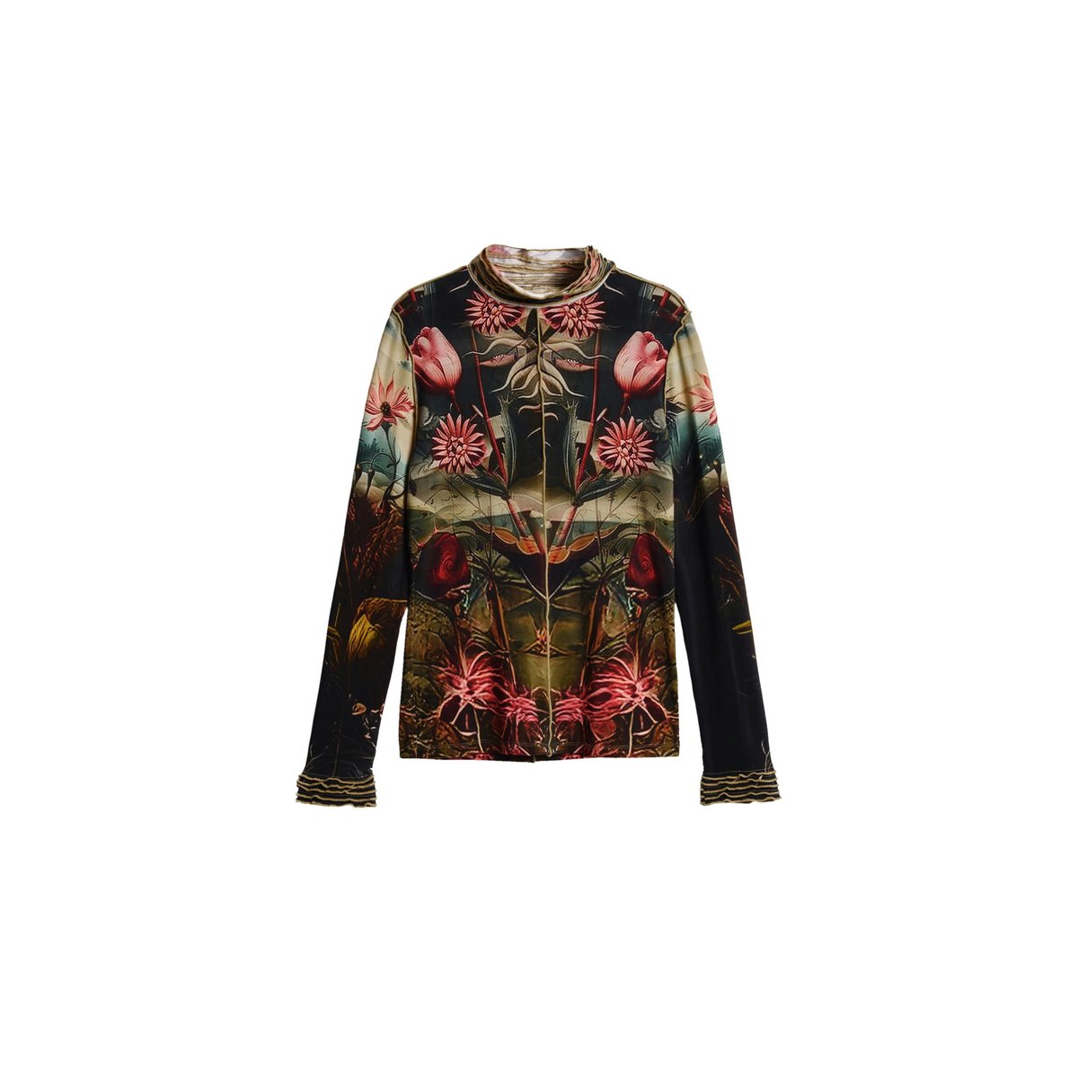 T-shirt bordée de roses noir, DESIGUAL