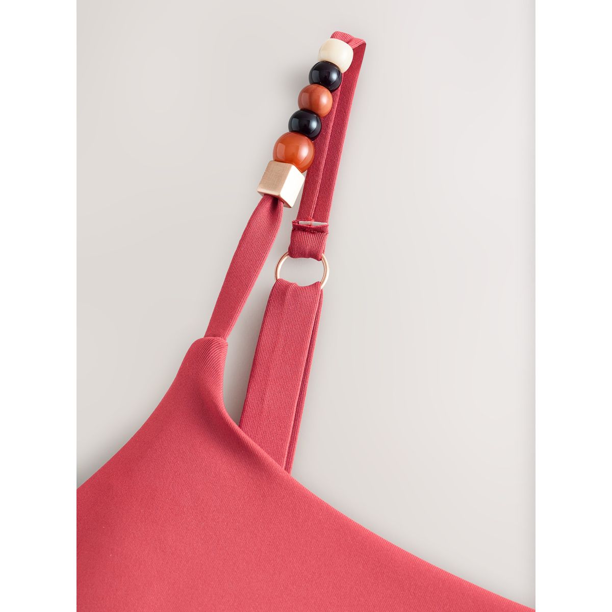 Maillot de bain gainant à bretelles perles rouge rouille, NEXT