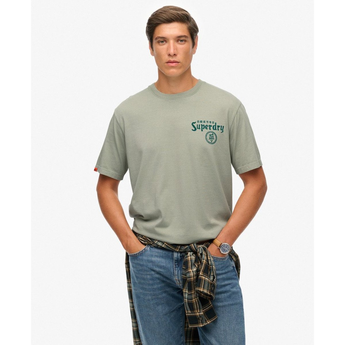 T-Shirt Ample Tokyo Narrative gris ardoise, SUPERDRY
