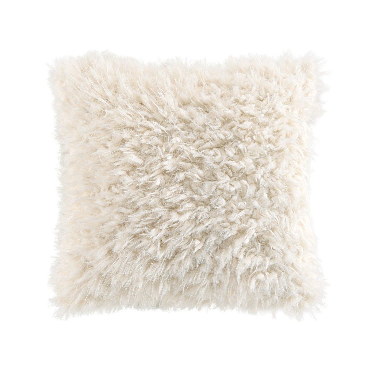 Coussin doux en imitation fourrure avec housse amovible naturel, DOUCEUR D'INTÉRIEUR