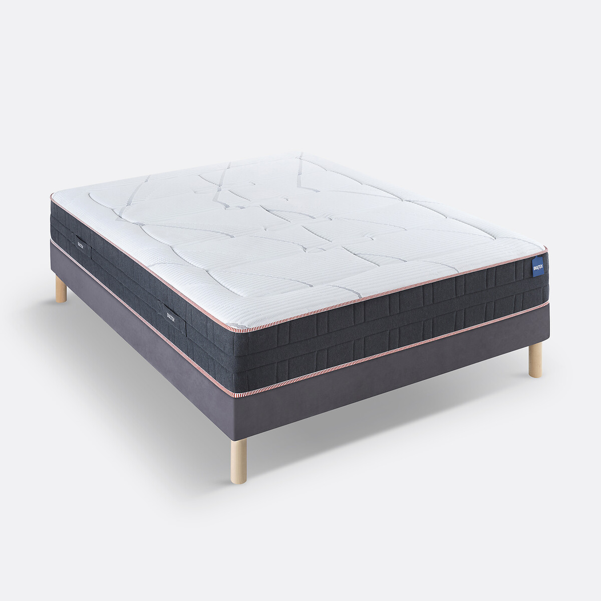 Ensemble matelas + sommier Triomphal tissé gris fumé, BULTEX