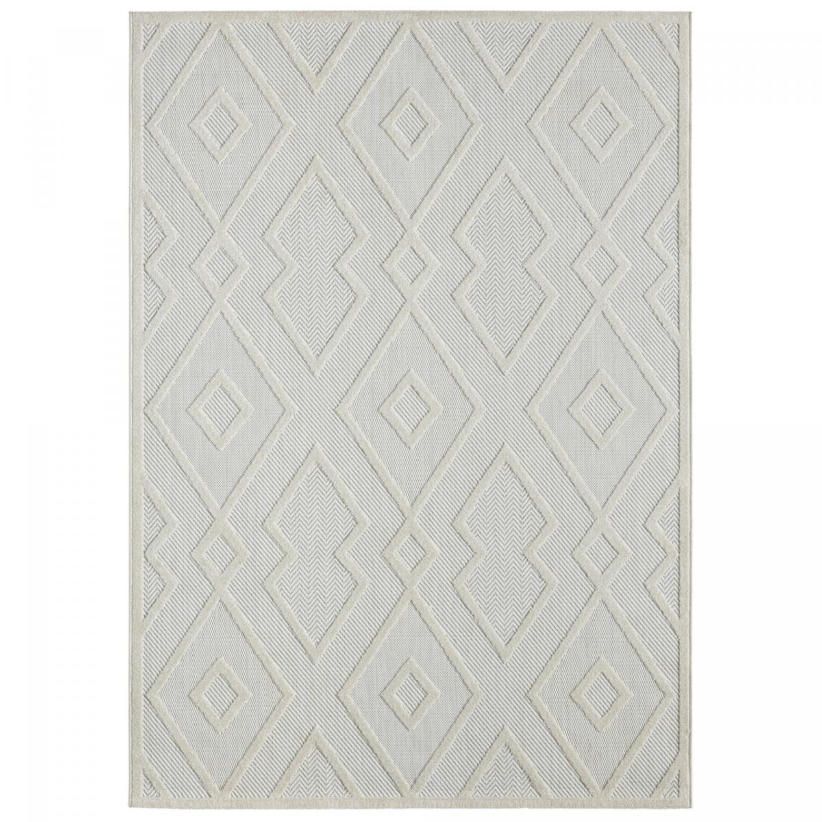 Tapis kilim tissé motif géométrique TENO A crème, UN AMOUR DE TAPIS