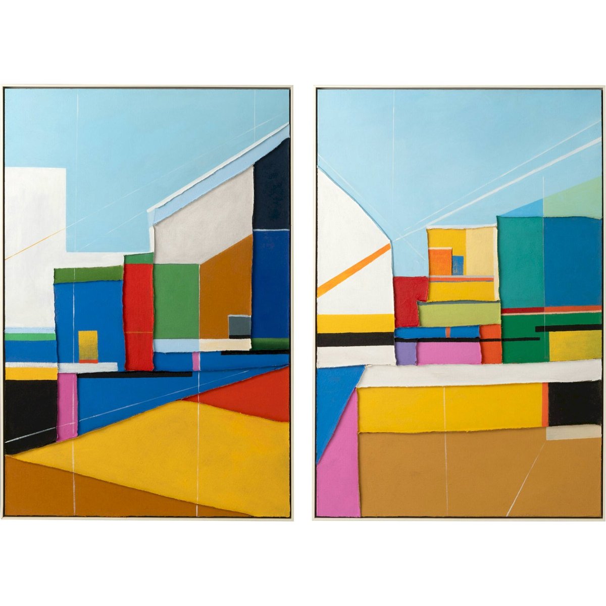 Tableau abstrait moderne, Lot de 2 multicolore, RECOLLECTION