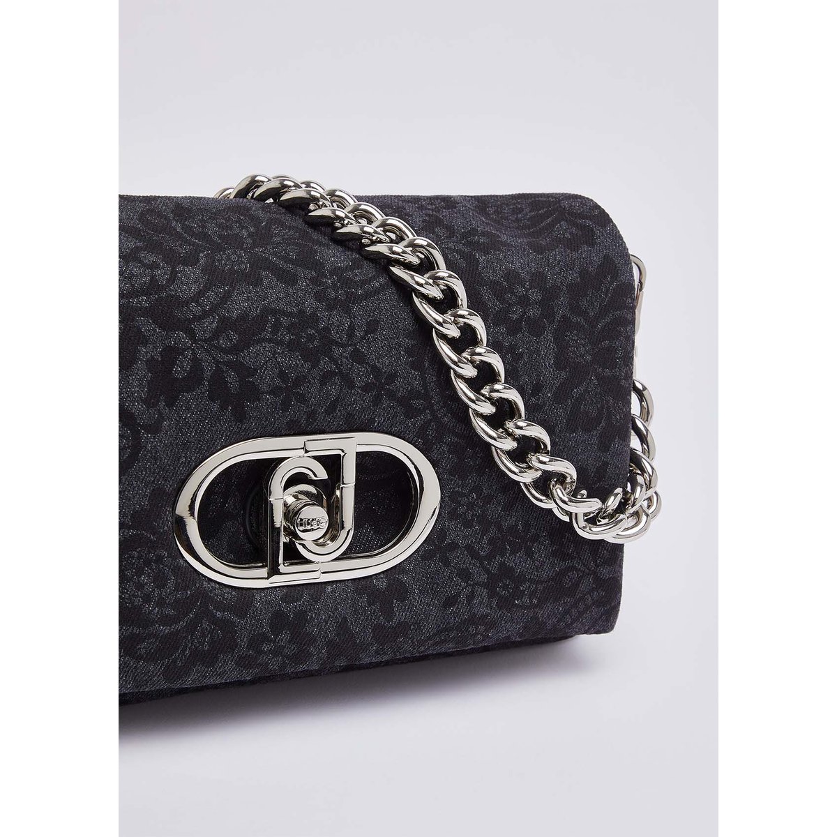 Sac LaPuffy moyen en denim imprimé noir, LIU JO