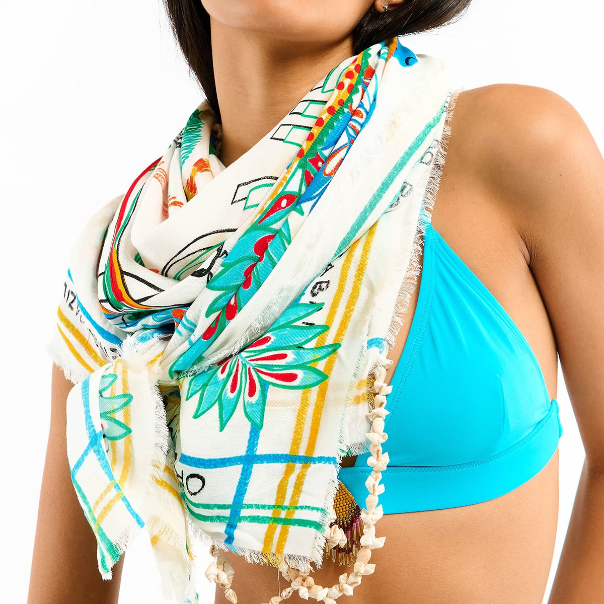 Grand foulard à motifs BAHIA blanc, WILD