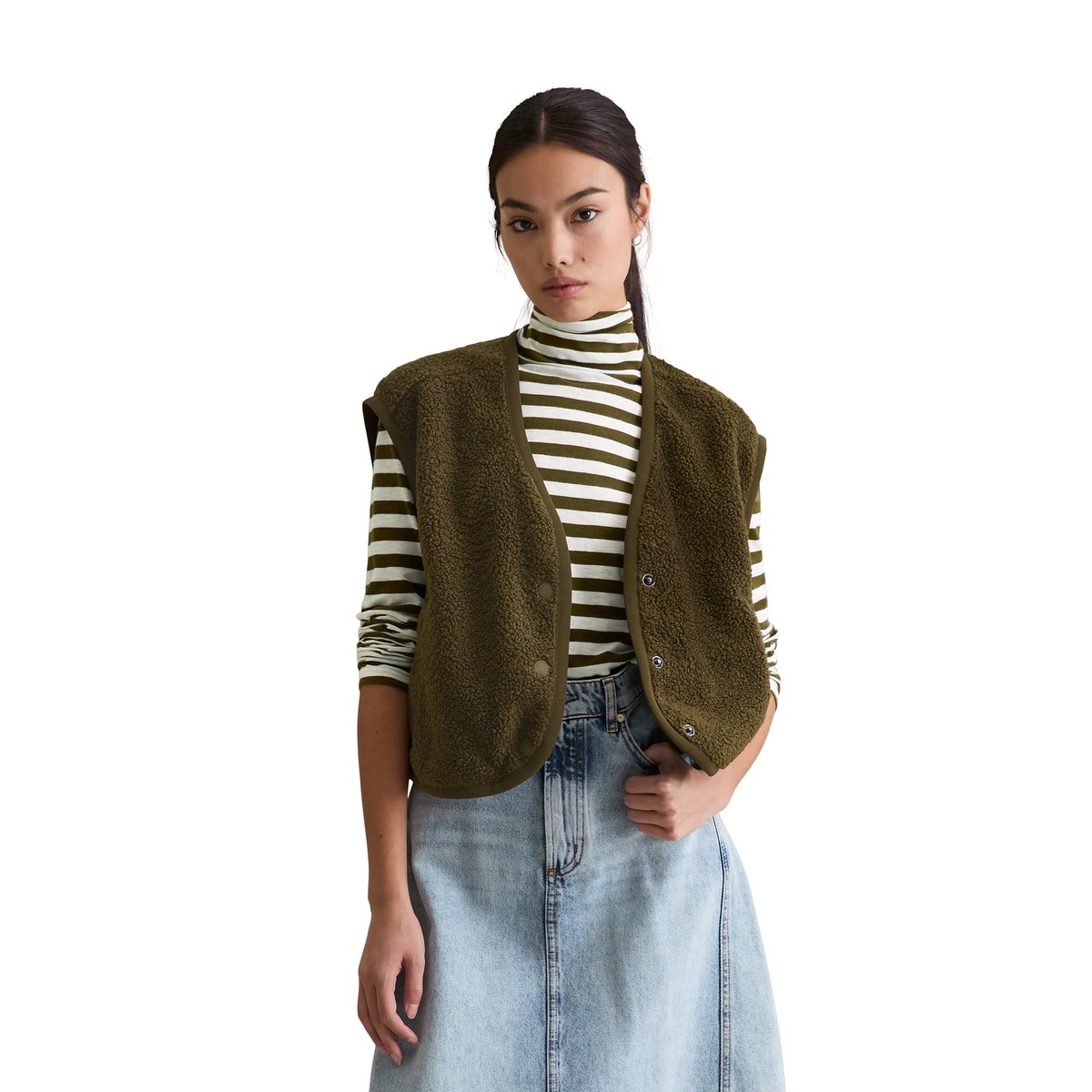 Sweat-shirt bouclé relaxed en polyester recyclé brun foncé, MARC O’POLO DENIM