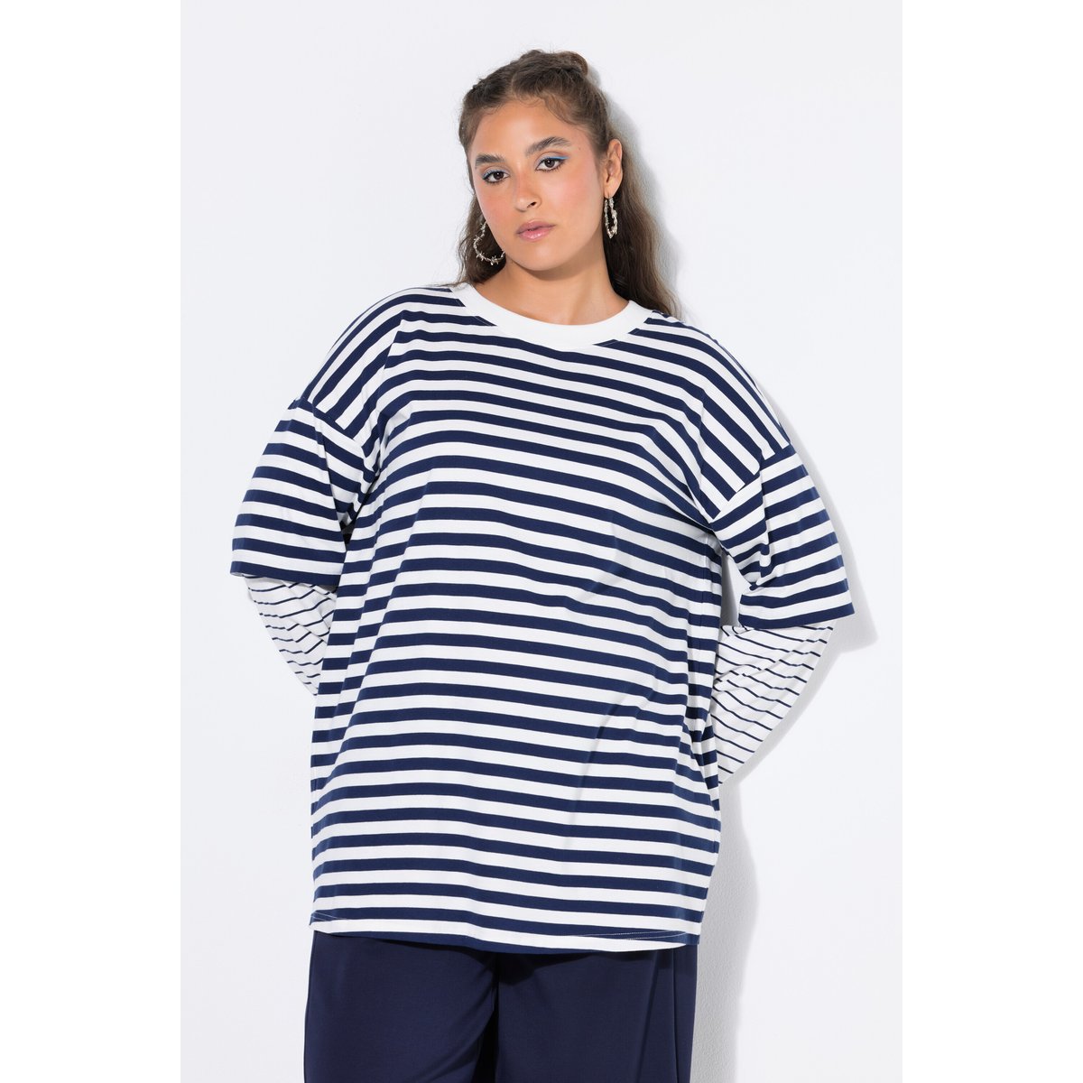 T-shirt à manches longues, coupe oversize bleu nuit, STUDIO UNTOLD