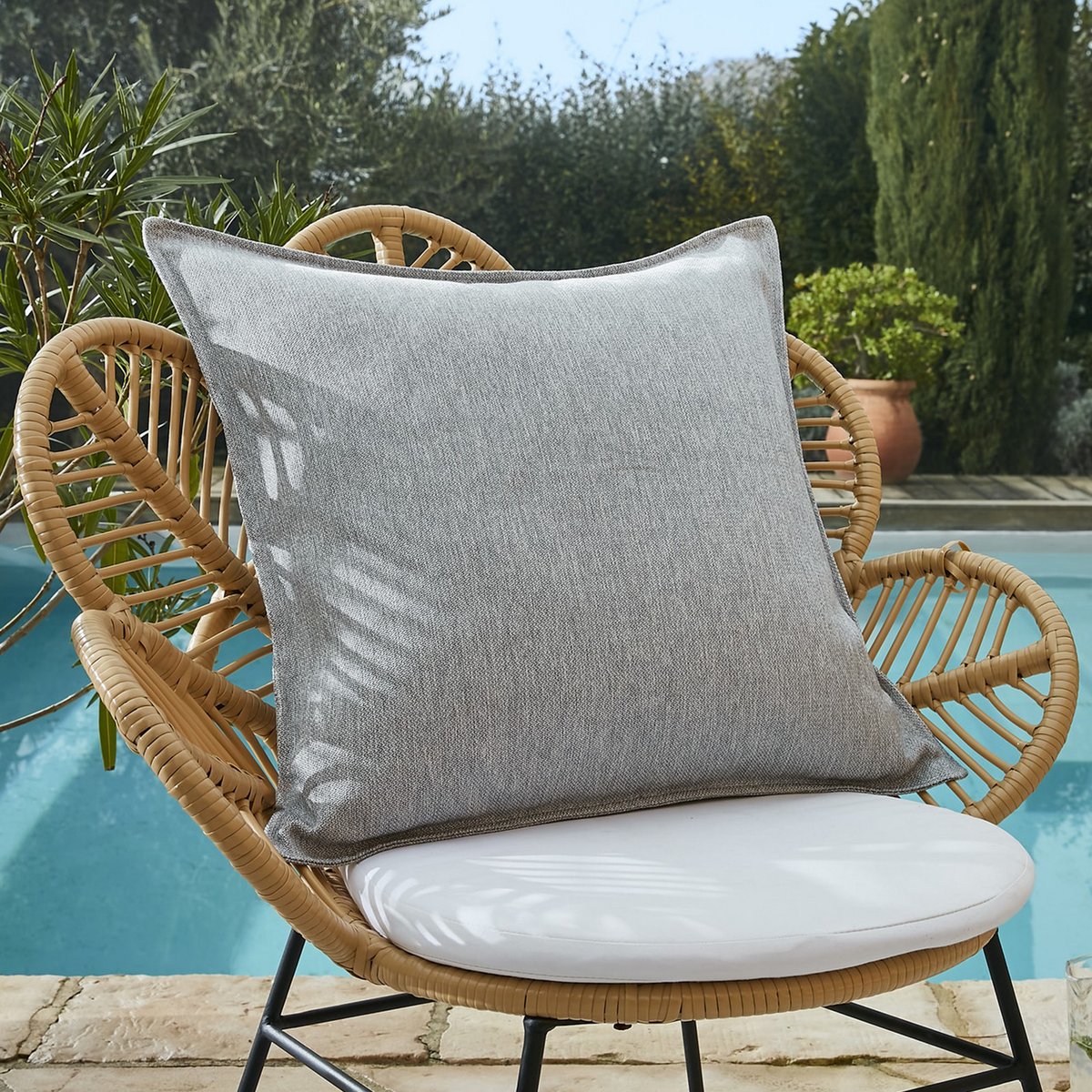 Housse de coussin extérieur 60x60 cm Polypropylène Galet galet, EDEN