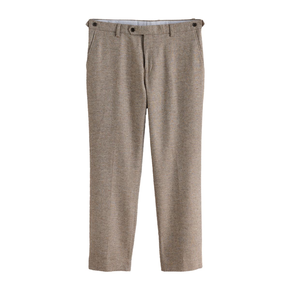 Pantalon de costume ajusté à chevrons/laine grège, NEXT