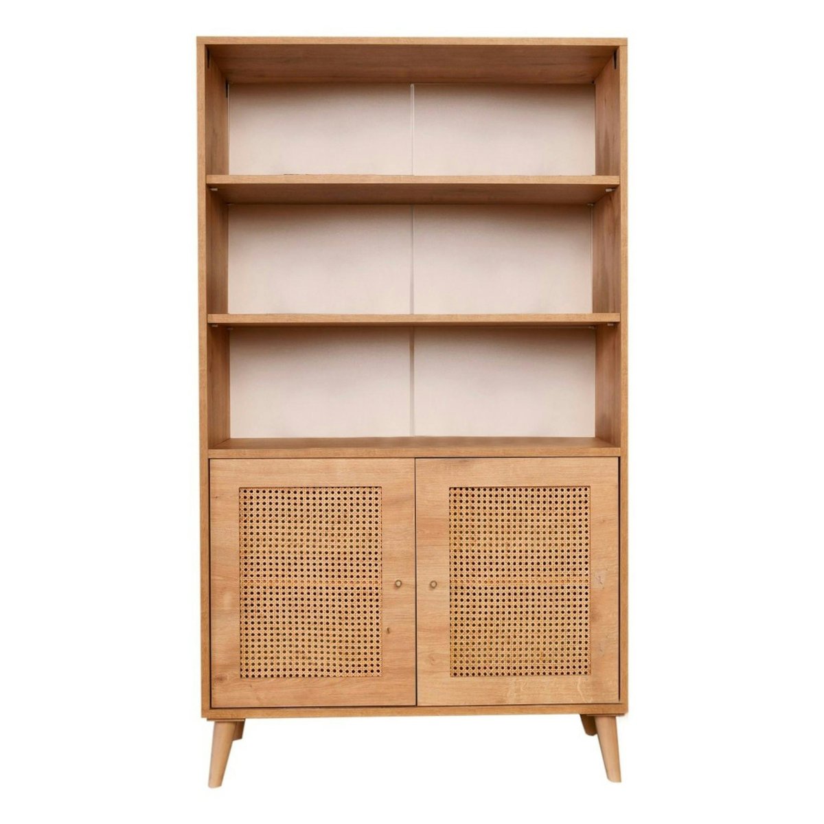 Bibliothèque vintage effet bois - 2 portes cannage MARFA bois naturel, PIER IMPORT