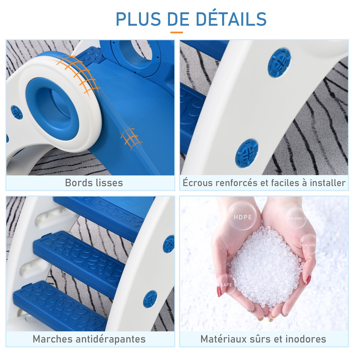 Toboggan pour enfants Plastique Bleu bleu, HOMCOM