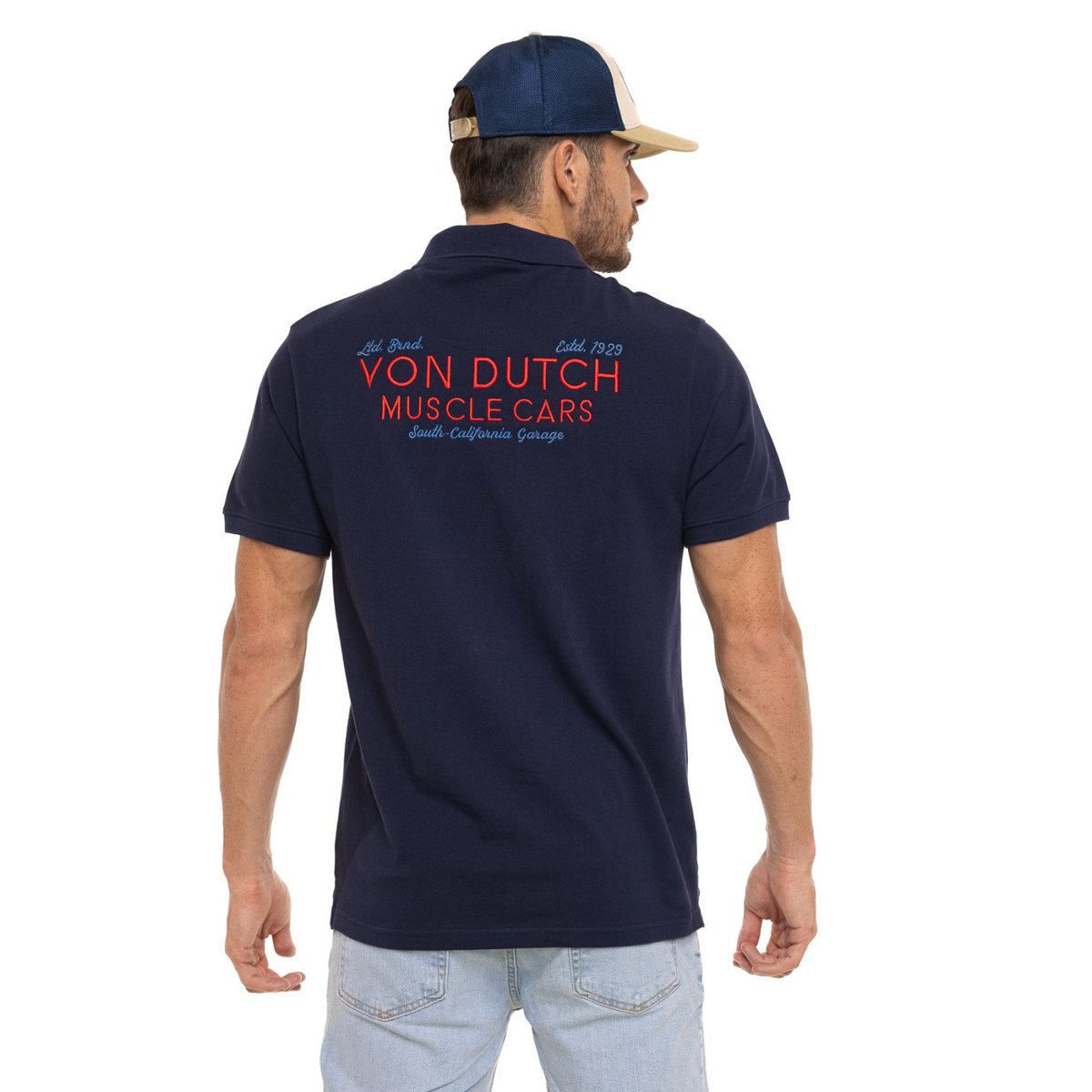 Polo en coton EAST bleu marine/rouge, VON DUTCH