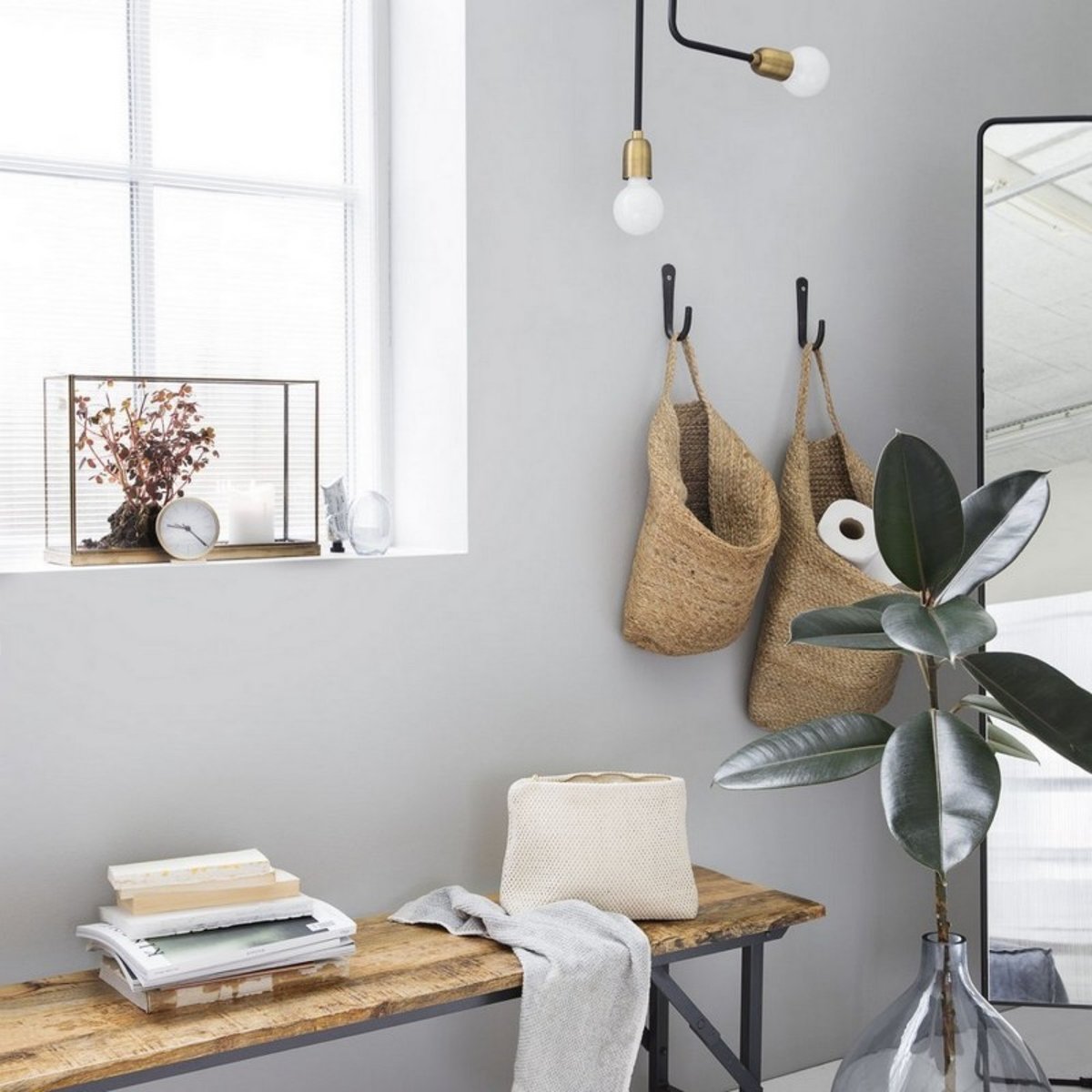 Panier rangement à suspendre chanvre Mira beige, HOUSE DOCTOR