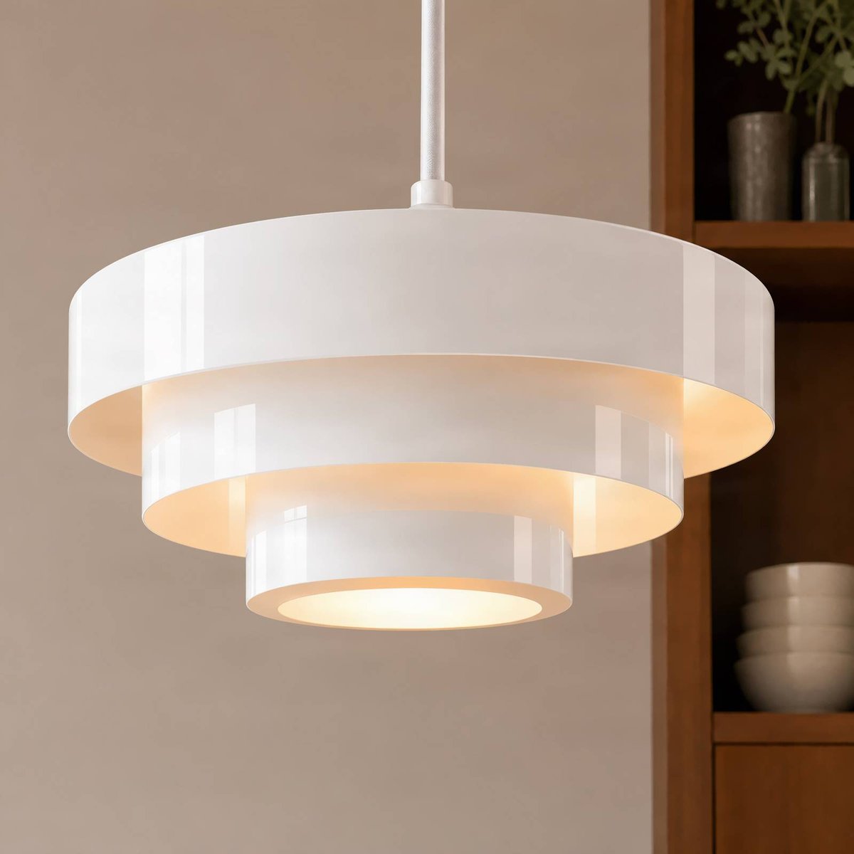 Suspension en métal design, Tivra blanc, LINDBY