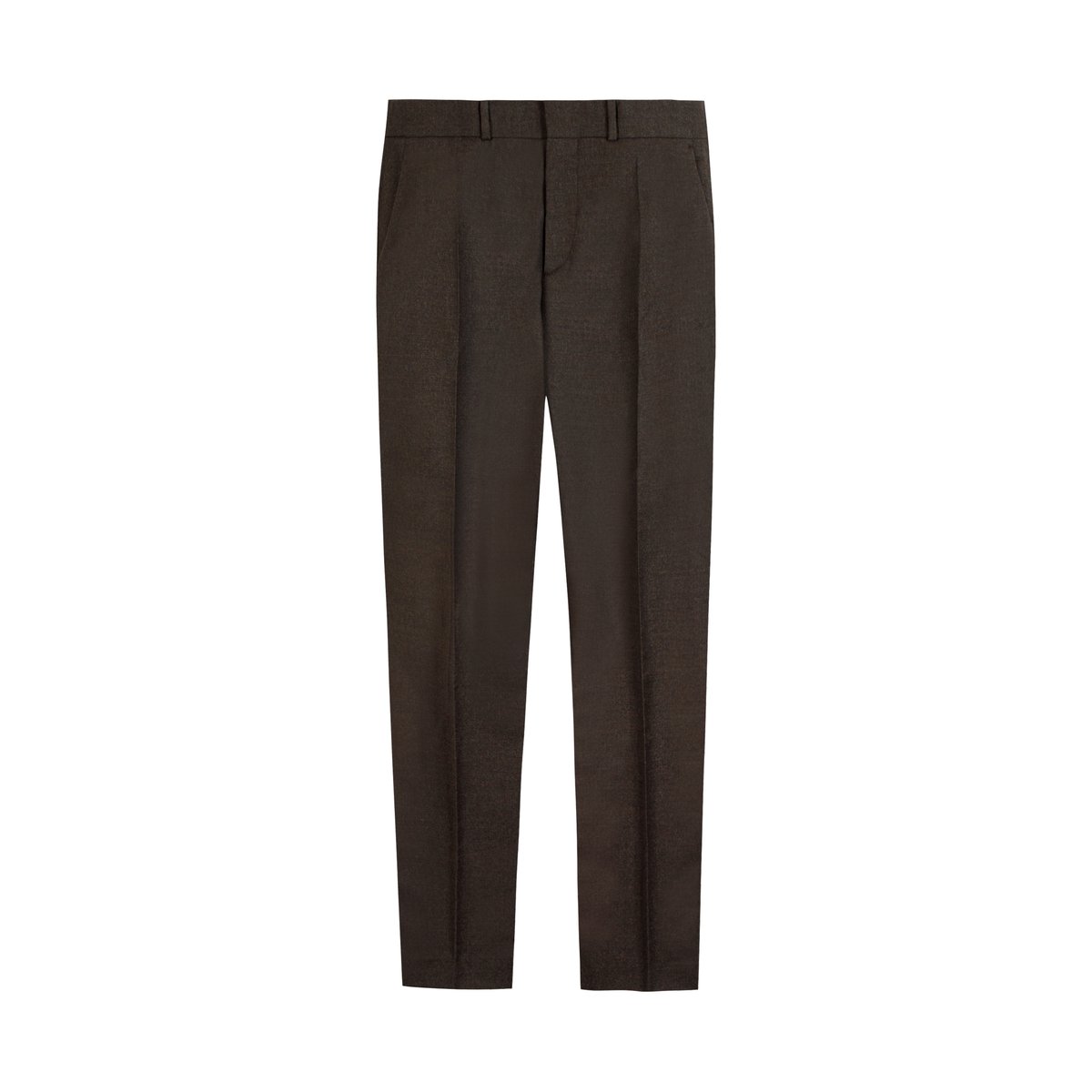 Pantalon de costume flanelle en laine marron havane, IKKS