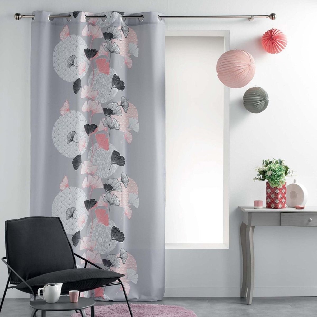 Rideau à œillets 140x260 Eden Blush Gris rose, DECORATIE
