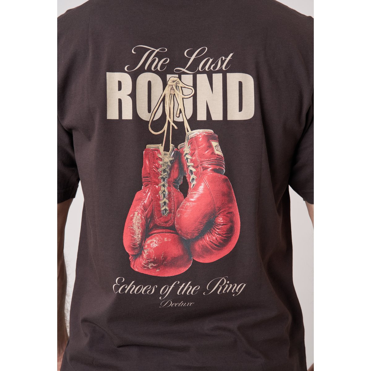 T-shirt loose homme imprimé dos gants de boxe BOXE walnut, DEELUXE