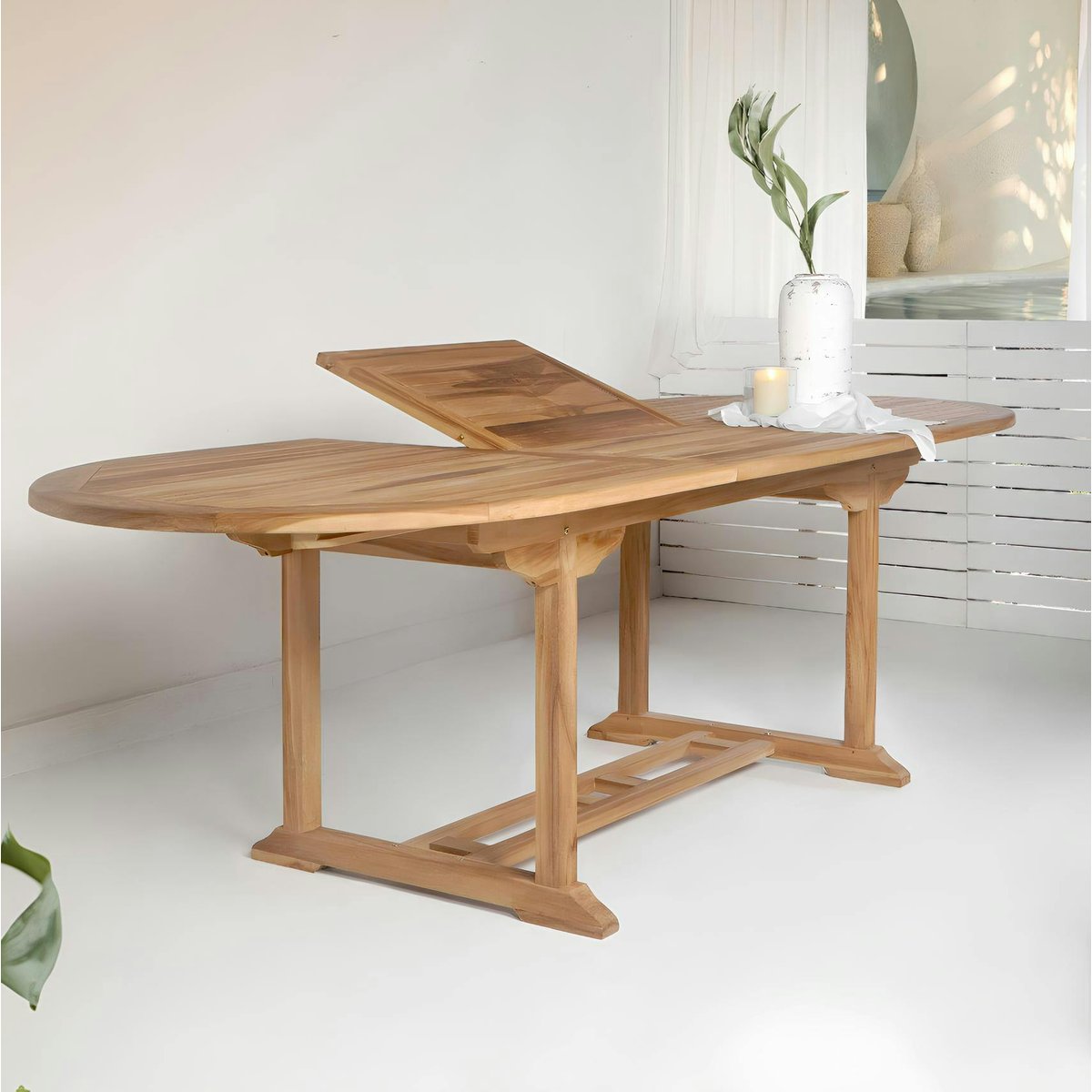 Table de jardin en teck extensible 180/240 KUTA bois naturel, PIER IMPORT