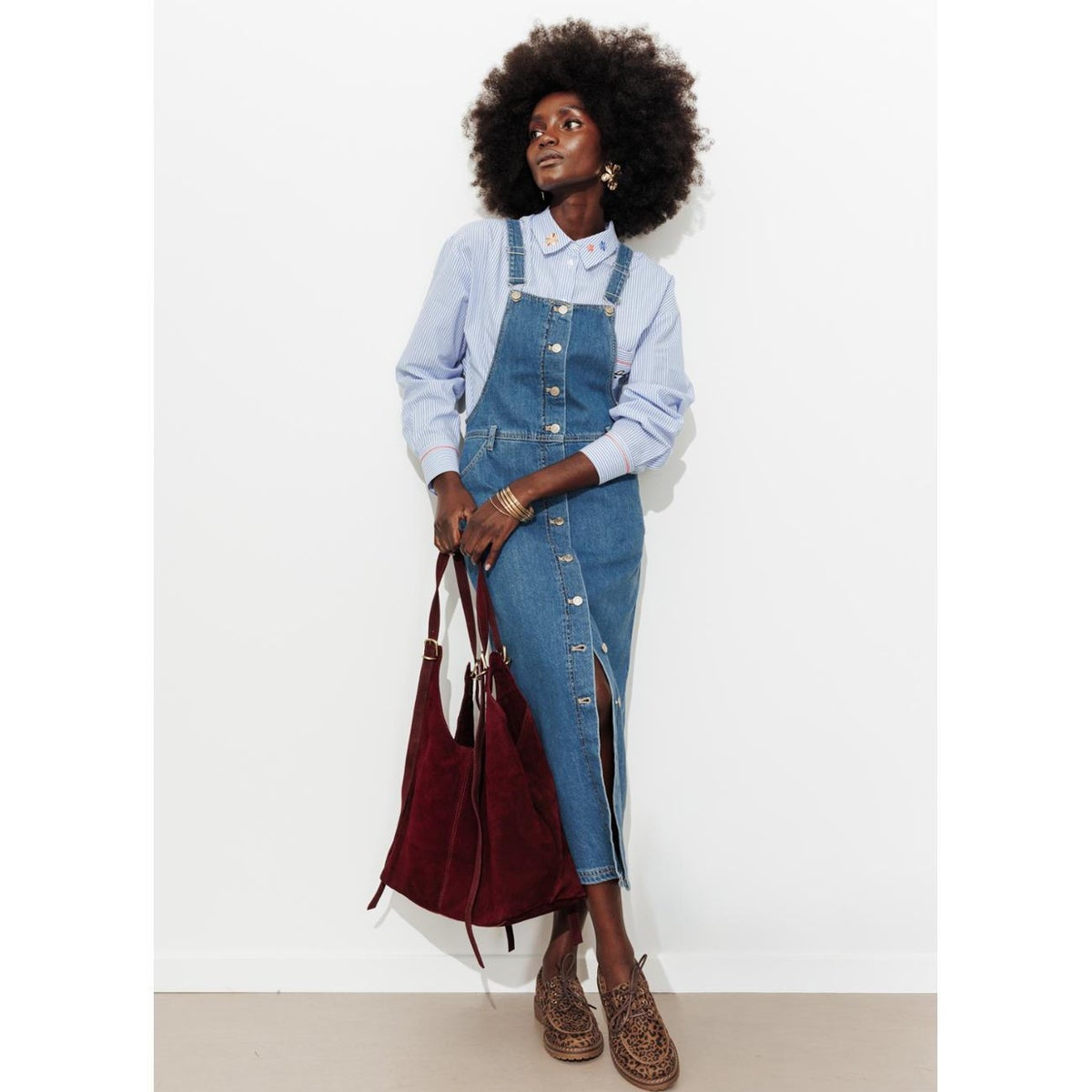 Robe-salopette en jean jean moyen, PROMOD