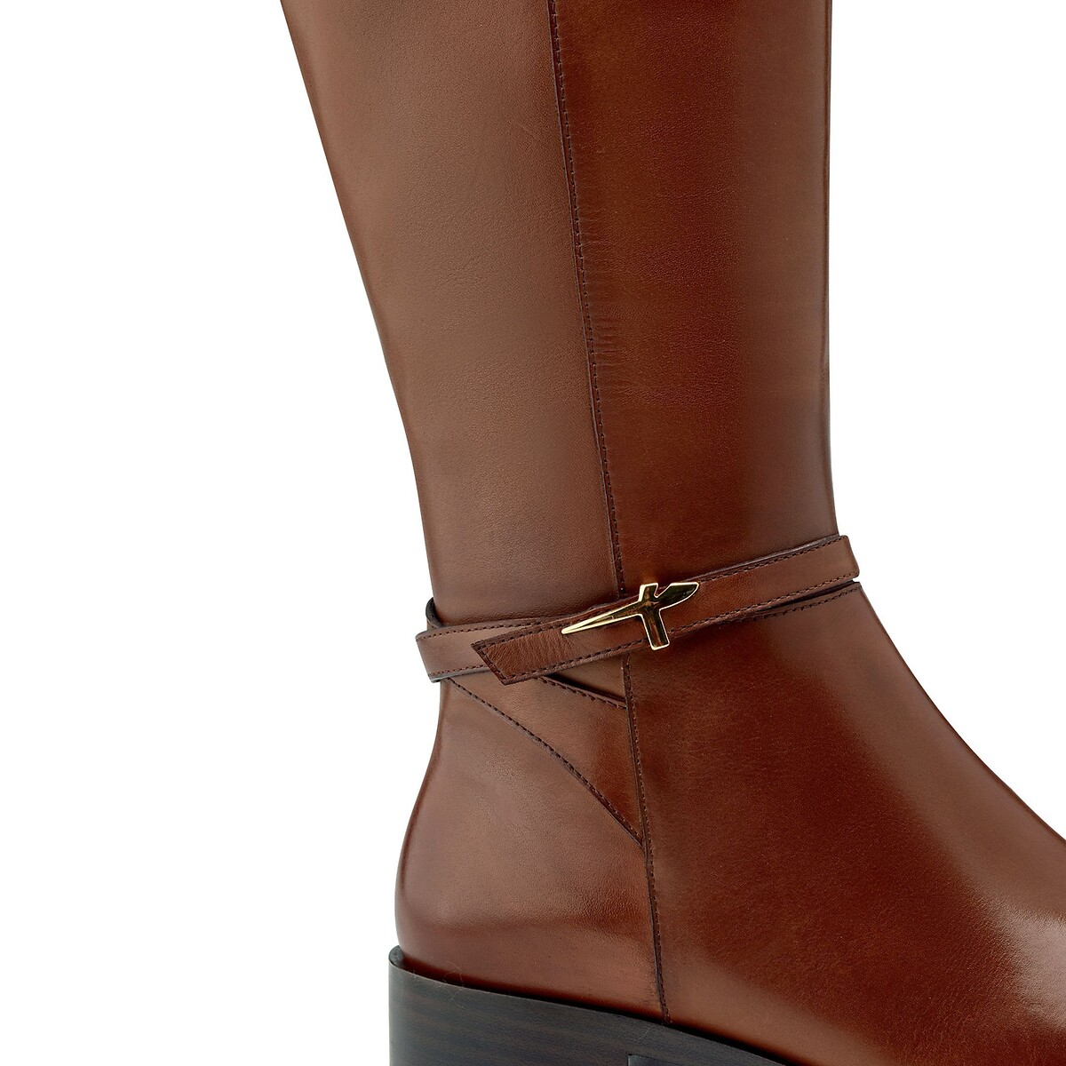 Flache Lederstiefel cognac, TAMARIS