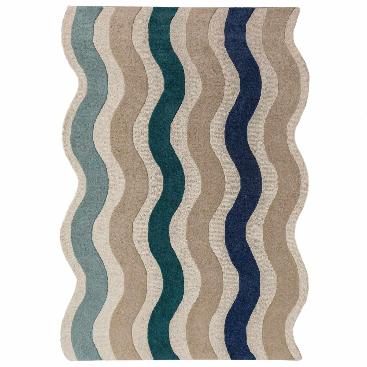 Tapis en laine festonné CASCADE bleu, FLAIR RUGS