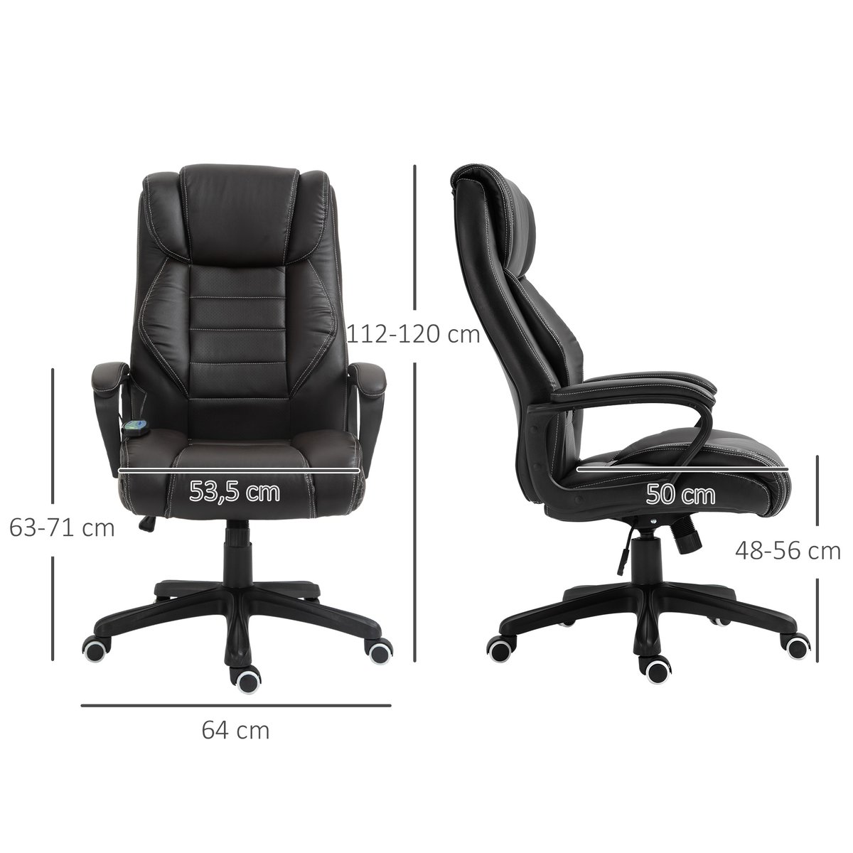 fauteuil de bureau avec fonction massage brun, HOMCOM
