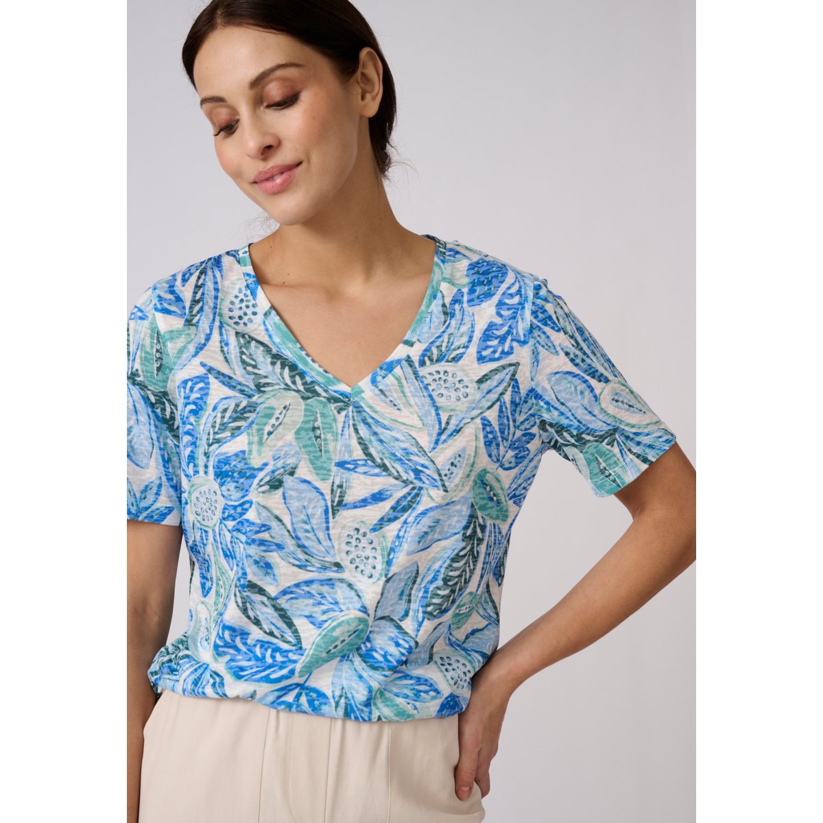 T-shirt en maille dévorée vert tropical, DAMART