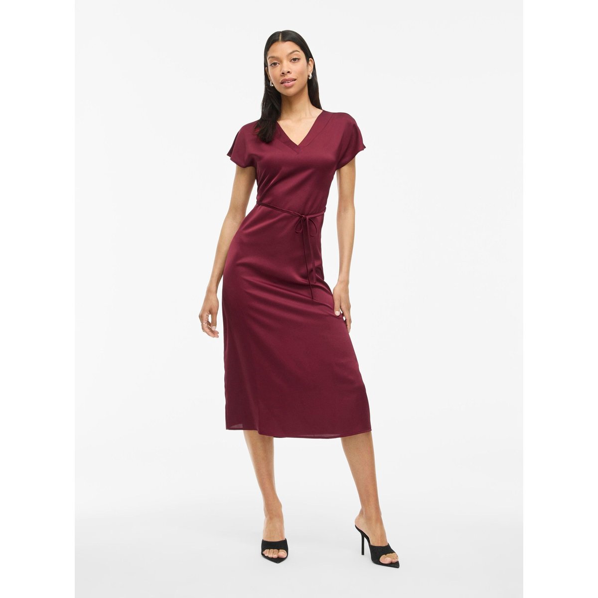 VIELLETTE - Manches courtes Robe mi-longue cabernet, VILA