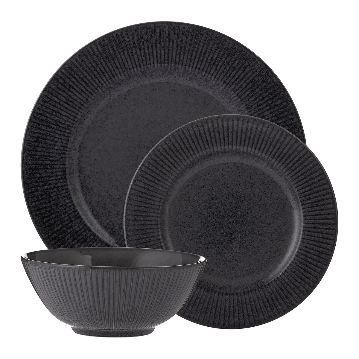 12-Piece Reactive Linear Dinner Set black, MASON CASH