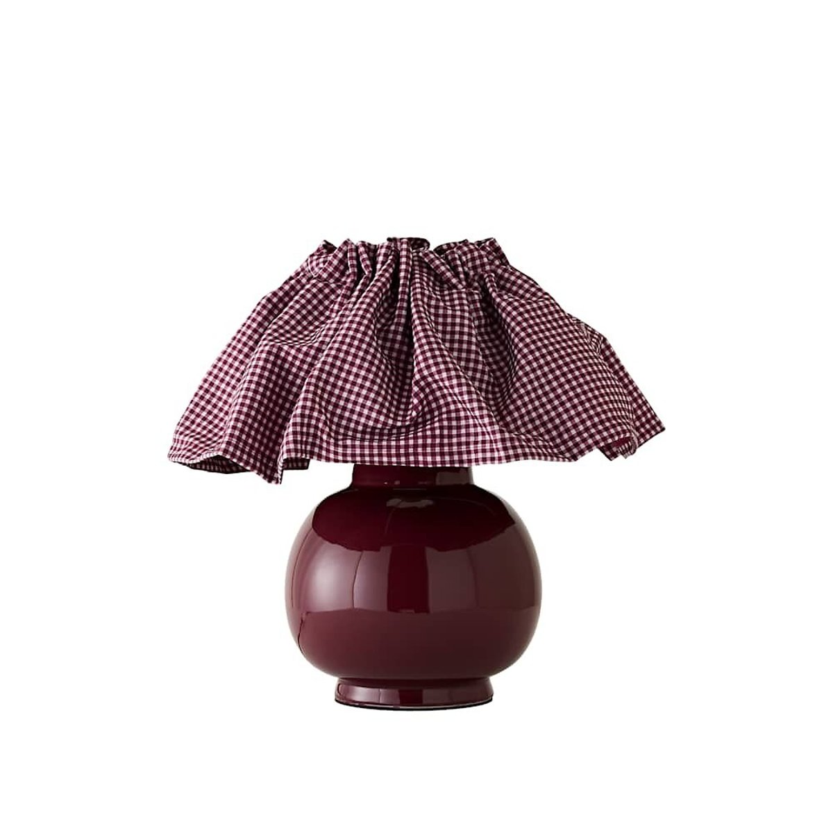 Arlo Ceramic Table Lamp with Gingham Pleat Shade burgundy, SO'HOME