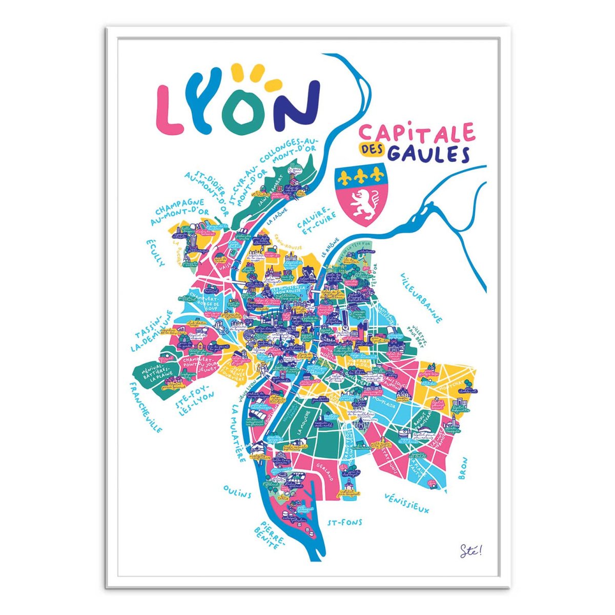 Affiche d'art - Lyon - Sté! couleur unique, WALL EDITIONS
